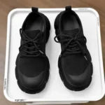 All Black Basic Custom Brand Casual Lace - up Rubber Sneakers With Low Top Design Hiking Men's Walking Shoes - Image 6